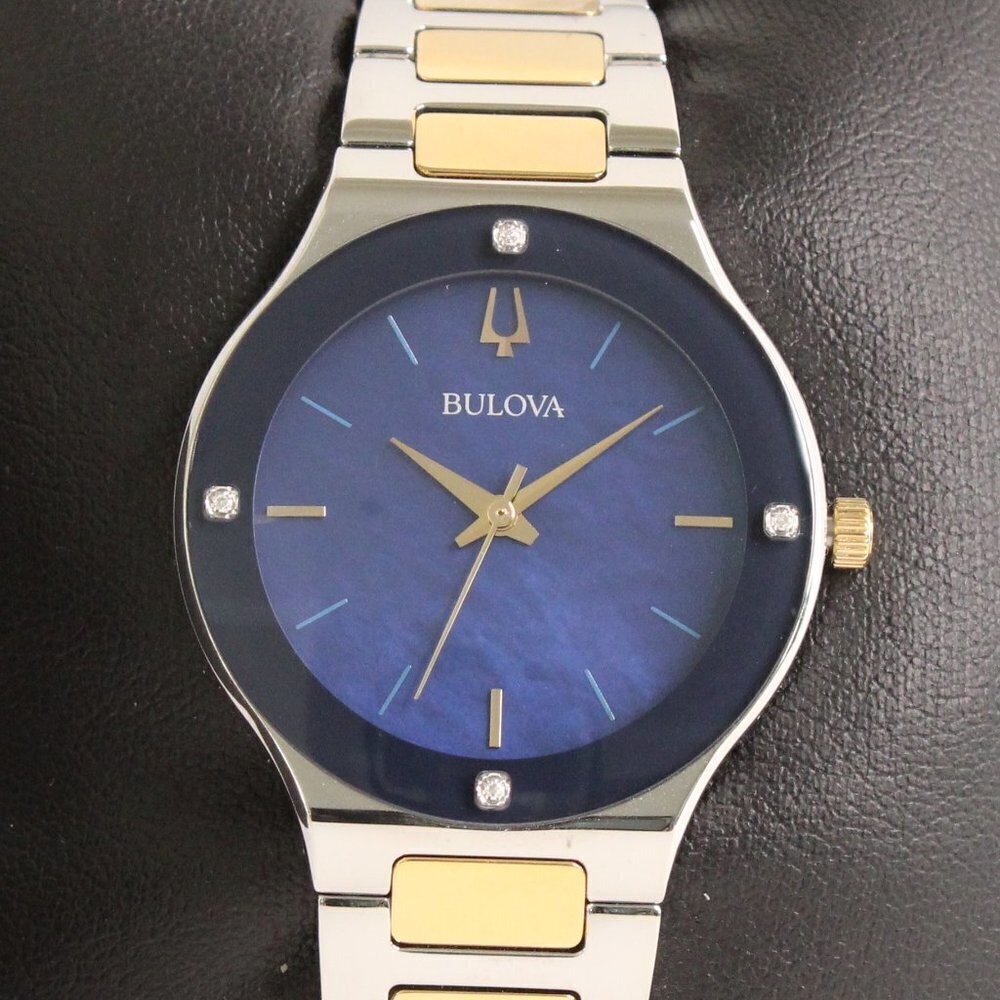 Bulova Women's Watch Diamond Indices Blue Mother Of Pearl Dial 32mm - Picture 6 of 13